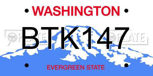 BTK147 Washington License Plate