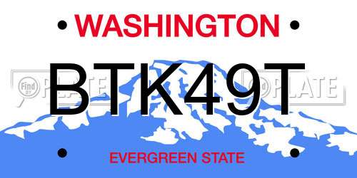 BTK49T Washington License Plate
