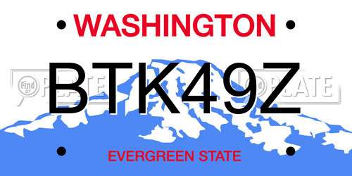 BTK49Z Washington License Plate
