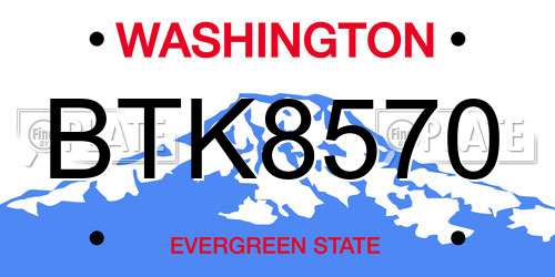 BTK8570 Washington License Plate