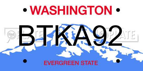 BTKA92 Washington License Plate
