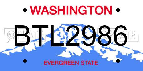 BTL2986 Washington License Plate