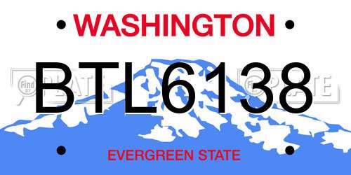 BTL6138 Washington License Plate