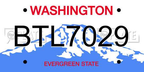 BTL7029 Washington License Plate