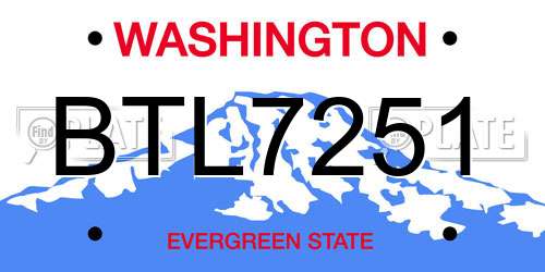 BTL7251 Washington License Plate