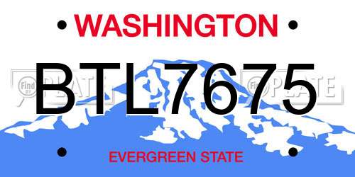 BTL7675 Washington License Plate