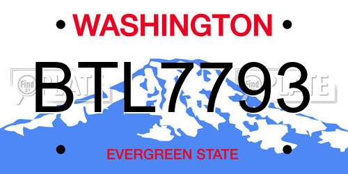 BTL7793 Washington License Plate