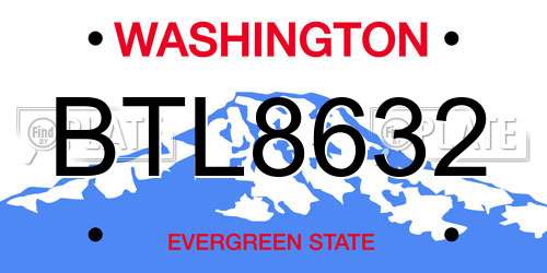 BTL8632 Washington License Plate