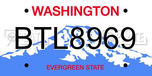 BTL8969 Washington License Plate