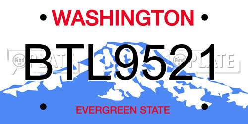BTL9521 Washington License Plate