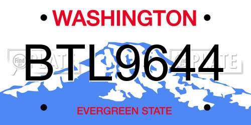BTL9644 Washington License Plate