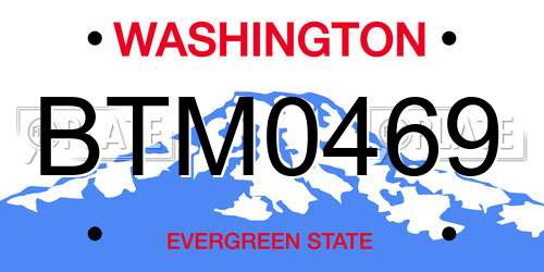 BTM0469 Washington License Plate