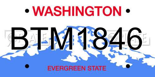 BTM1846 Washington License Plate