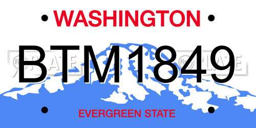 BTM1849 Washington License Plate