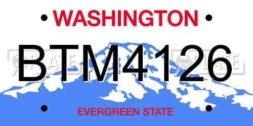 BTM4126 Washington License Plate