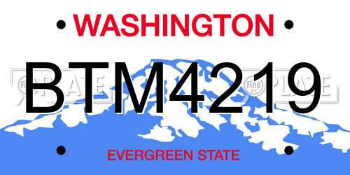 BTM4219 Washington License Plate