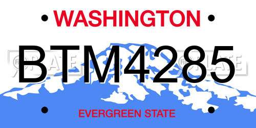 BTM4285 Washington License Plate