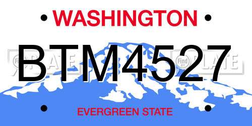 BTM4527 Washington License Plate