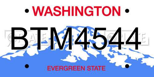 BTM4544 Washington License Plate