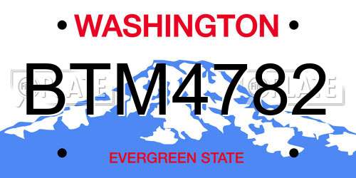 BTM4782 Washington License Plate