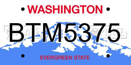 BTM5375 Washington License Plate