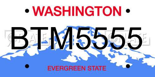 BTM5555 Washington License Plate