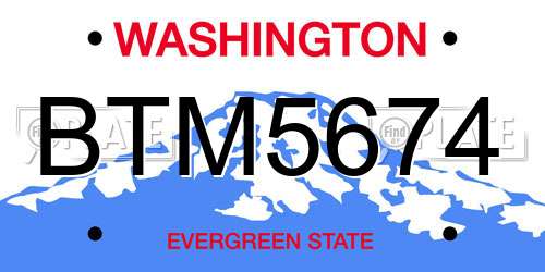 BTM5674 Washington License Plate
