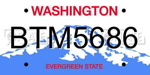 BTM5686 Washington License Plate