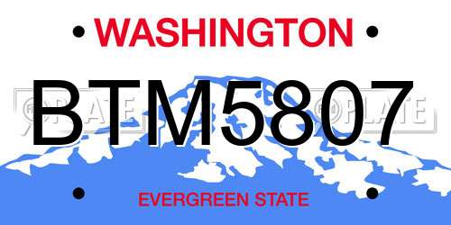 BTM5807 Washington License Plate