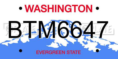BTM6647 Washington License Plate
