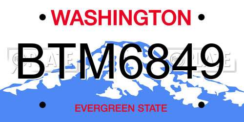 BTM6849 Washington License Plate