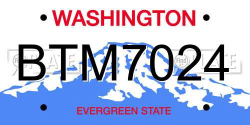 BTM7024 Washington License Plate