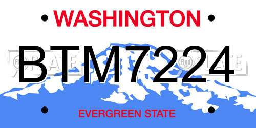 BTM7224 Washington License Plate