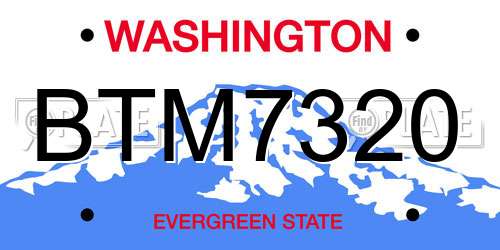 BTM7320 Washington License Plate