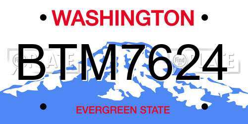 BTM7624 Washington License Plate