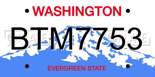 BTM7753 Washington License Plate