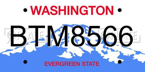 BTM8566 Washington License Plate