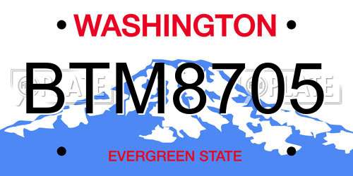 BTM8705 Washington License Plate