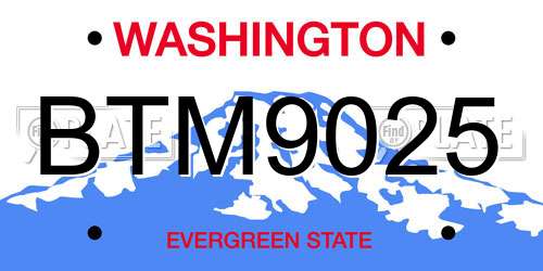 BTM9025 Washington License Plate