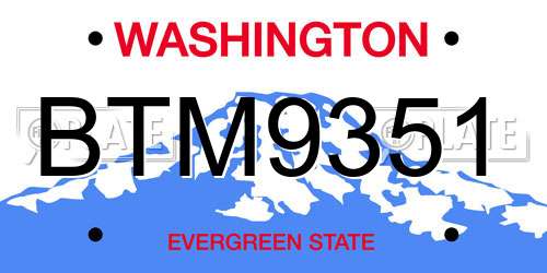 BTM9351 Washington License Plate