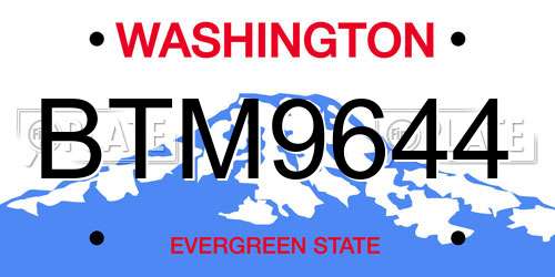 BTM9644 Washington License Plate