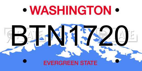 BTN1720 Washington License Plate