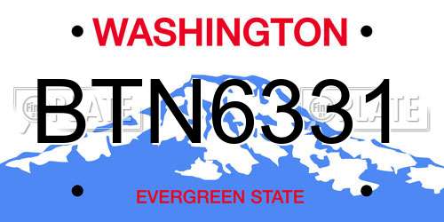 BTN6331 Washington License Plate