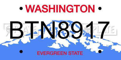 BTN8917 Washington License Plate