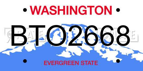 BTO2668 Washington License Plate