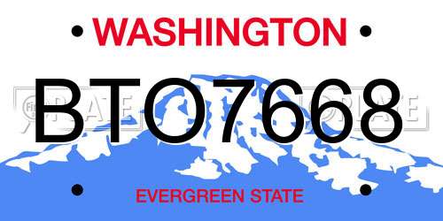 BTO7668 Washington License Plate