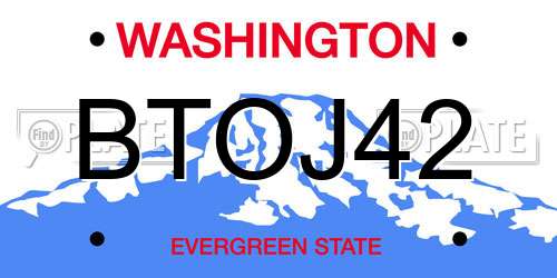 BTOJ42 Washington License Plate