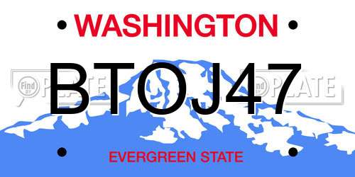 BTOJ47 Washington License Plate