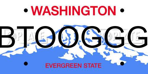 BTOOGGG Washington License Plate