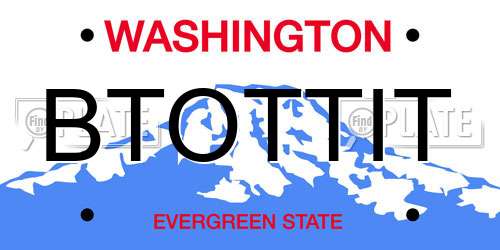 BTOTTIT Washington License Plate